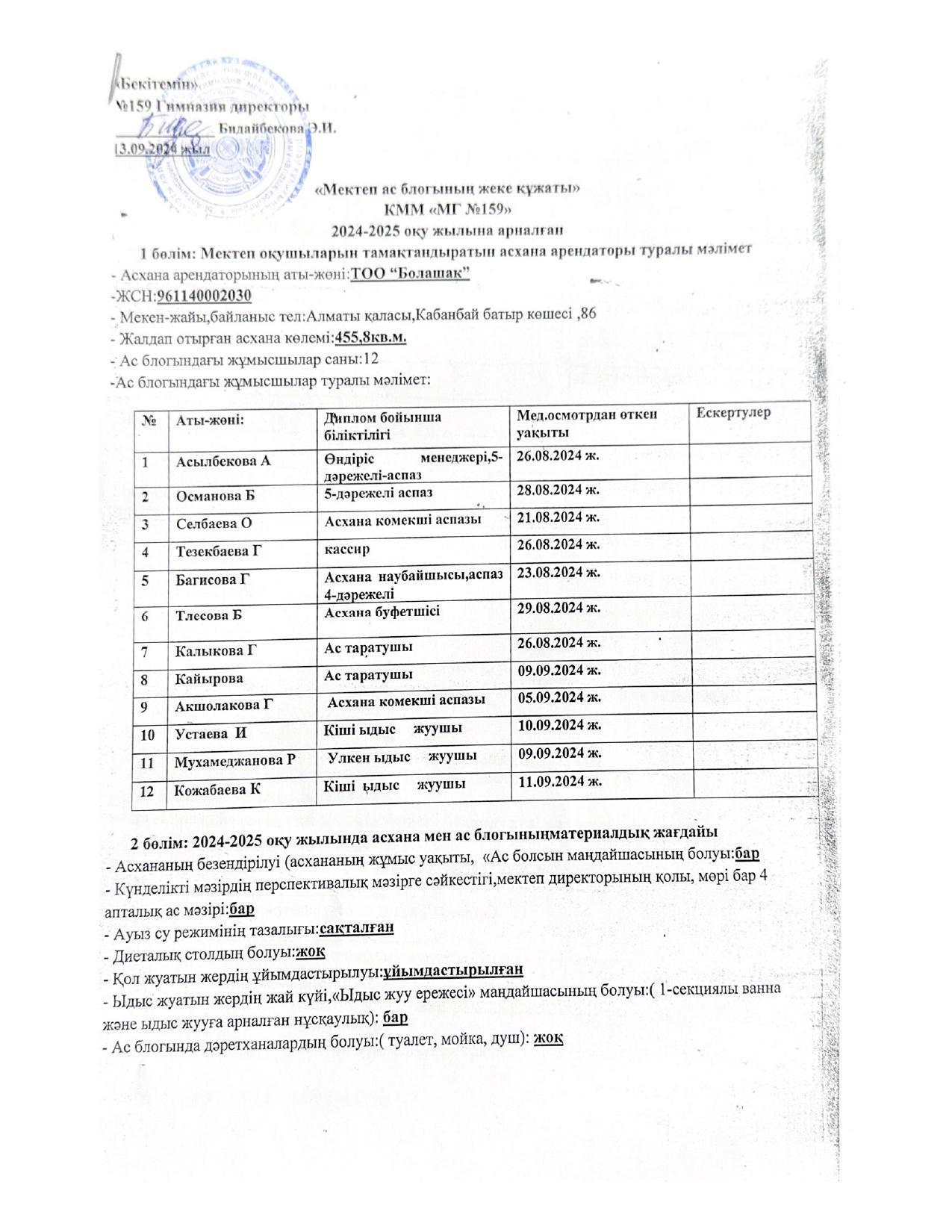 Асхана төлқұжаты 2024-2025 оқу жылы